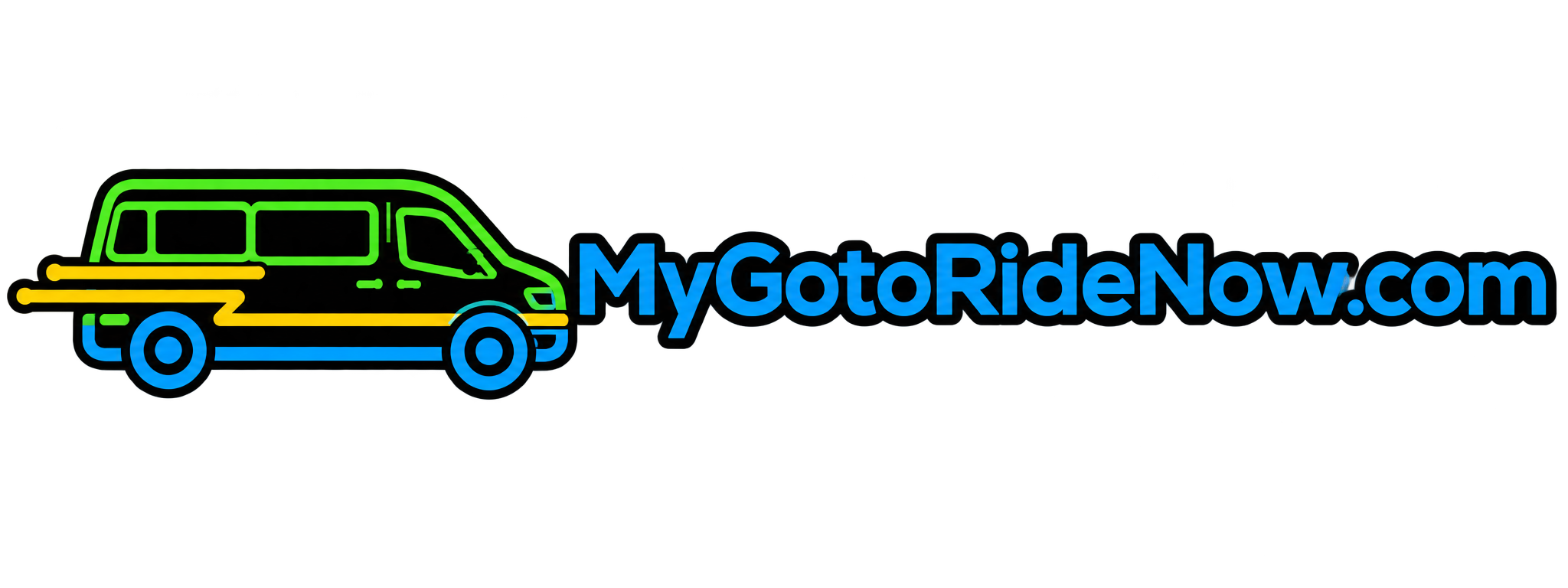 My Goto Ride Now Logo Transparent Neon Shuttle Van Logo